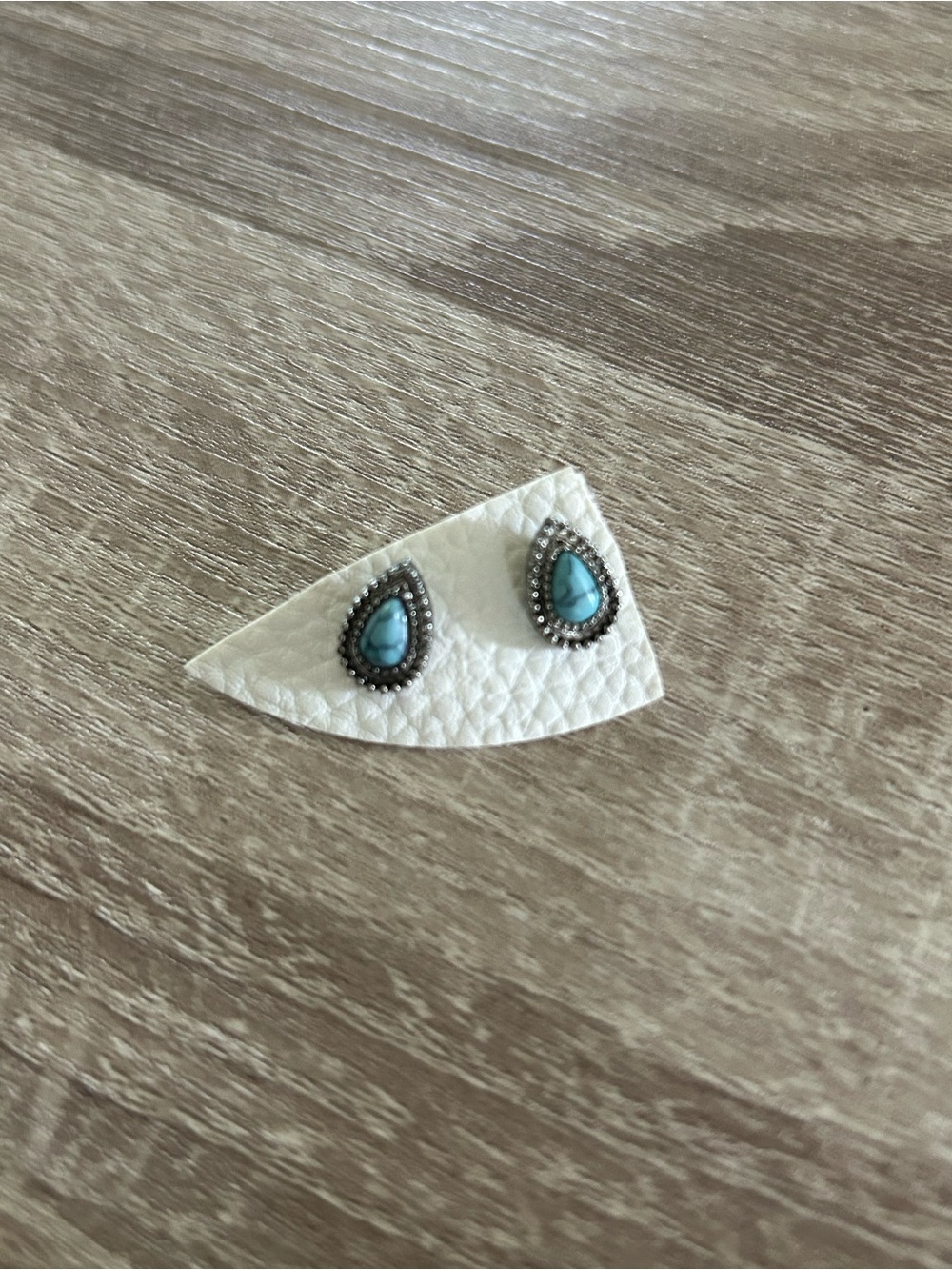 Turquoise Teardrop Stud Earrings - Blue Stone Accent